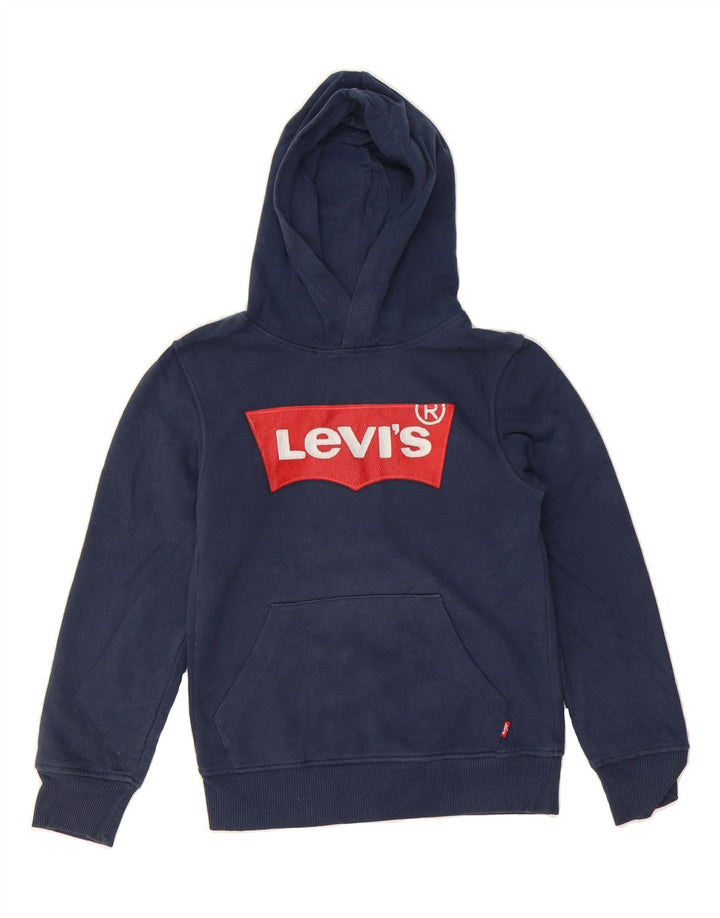 LEVI'S Boys Graphic Hoodie Jumper 7-8 Years Navy Blue Vintage Levi's and Second-Hand Levi's from Messina Hembry 
