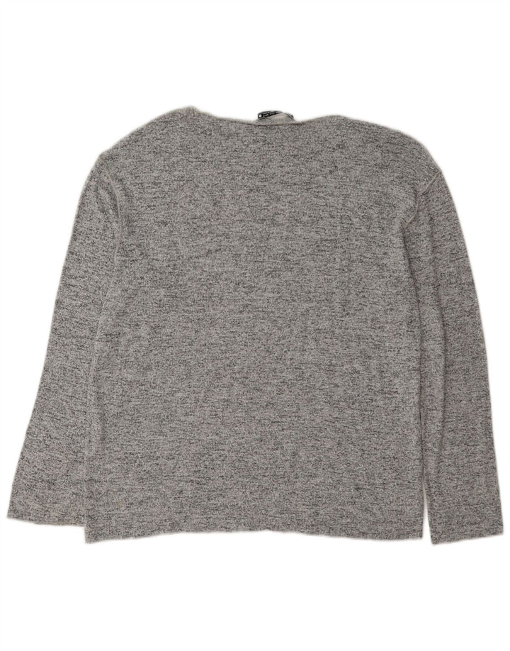 Top Zara da donna a maniche lunghe UK 14 Viscosa chiazzata grigio medio