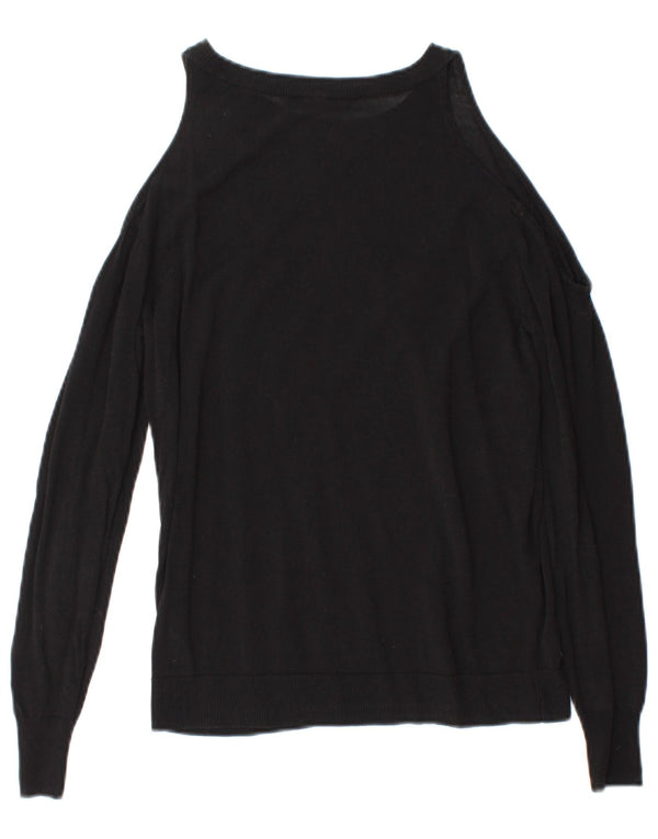 Maglione maglione con scollo a barca da donna Zara UK 12 cotone nero medio