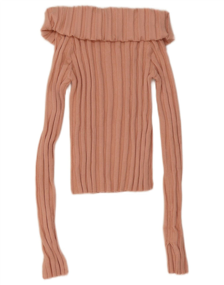 Top corto Zara da donna con collo alto UK 14 grande rosa viscosa