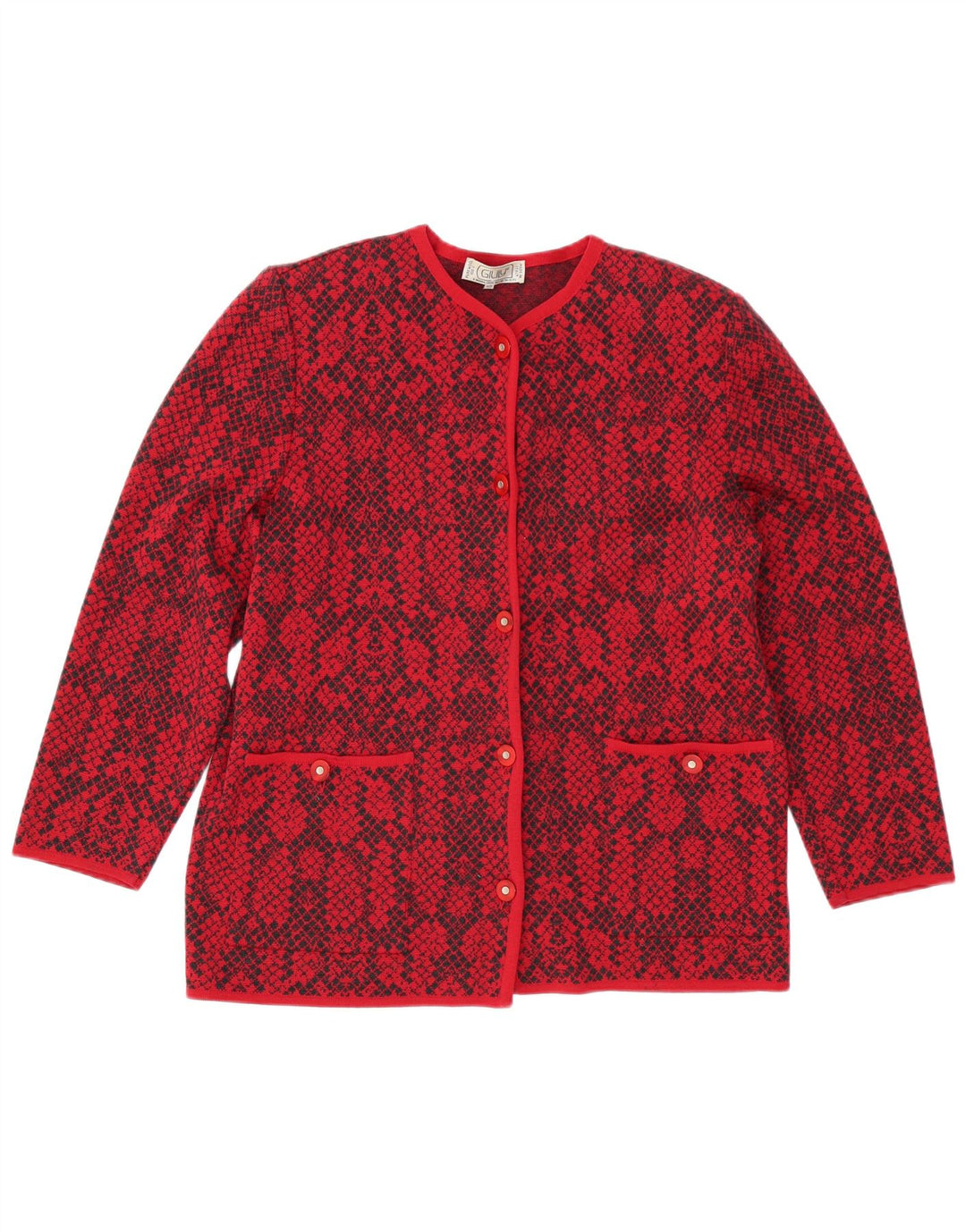 Maglia Cardigan Donna Giuly IT 48 XL Rosso Fair Isle Lana