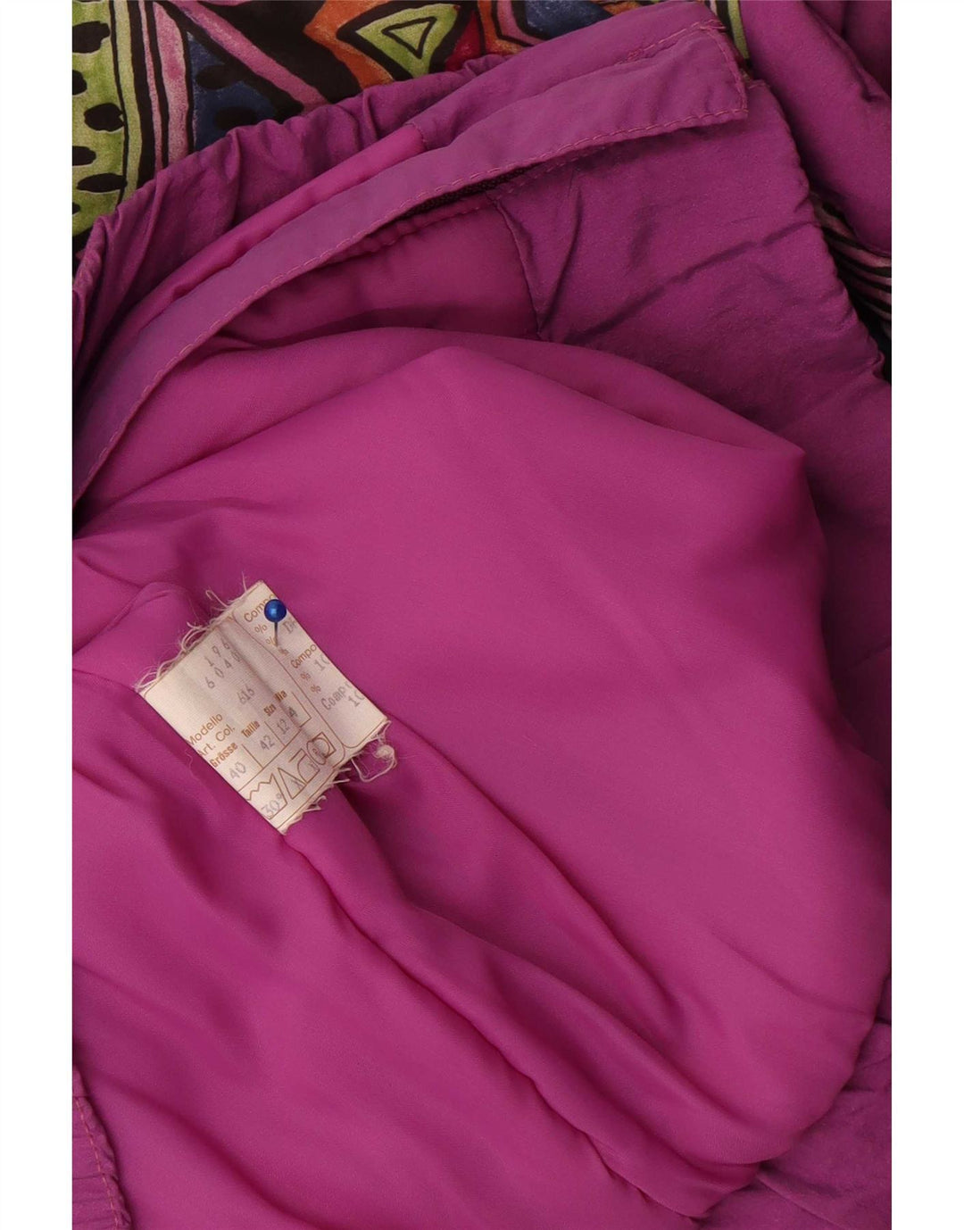 Giacca a vento oversize da donna vintage UK 12 viola medio geometrico