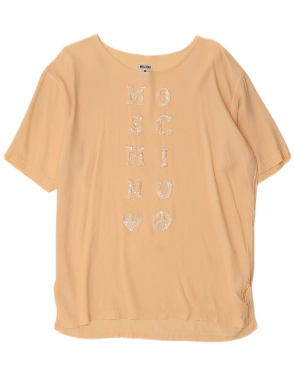 Moschino Camicetta grafica da donna Top UK 14 Acetato giallo medio