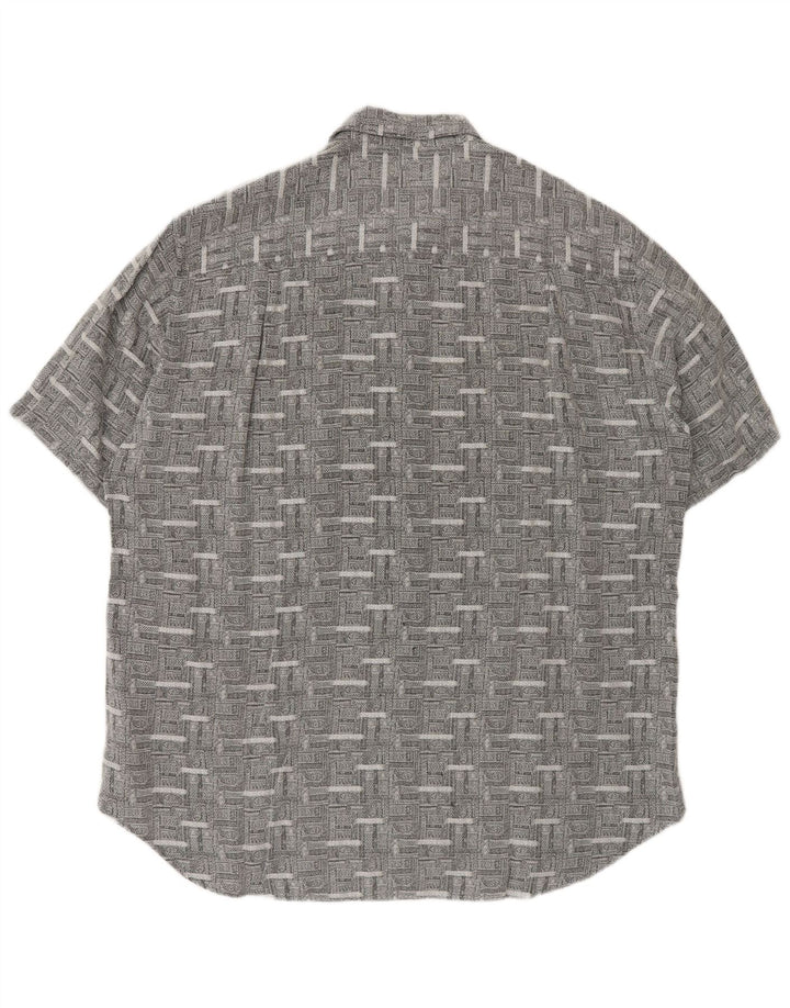 Camicia vintage da uomo a maniche corte XL grigia con motivi cachemire