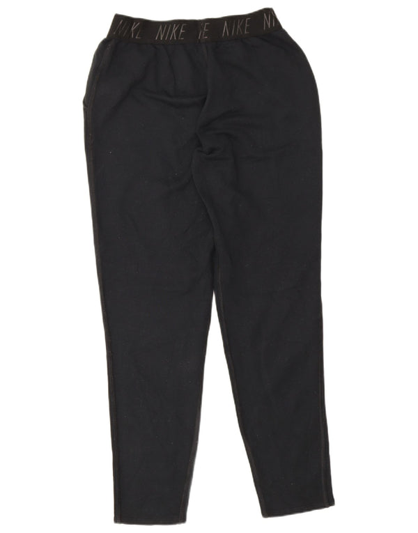 Pantaloni da tuta con grafica Nike Dri Fit da donna UK 10 Small Nero Poliestere