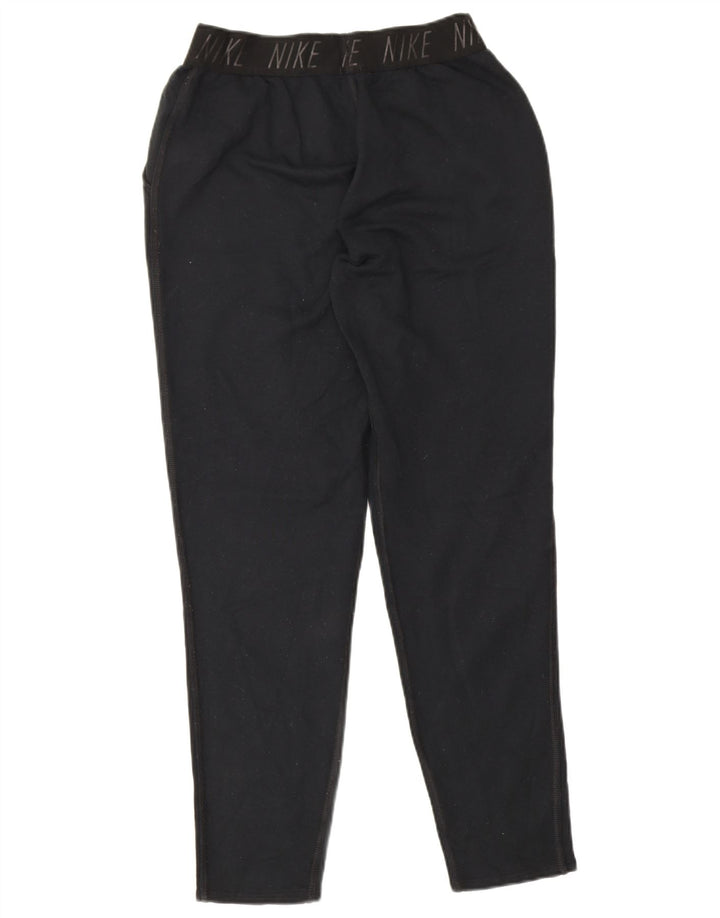 Pantaloni da tuta con grafica Nike Dri Fit da donna UK 10 Small Nero Poliestere