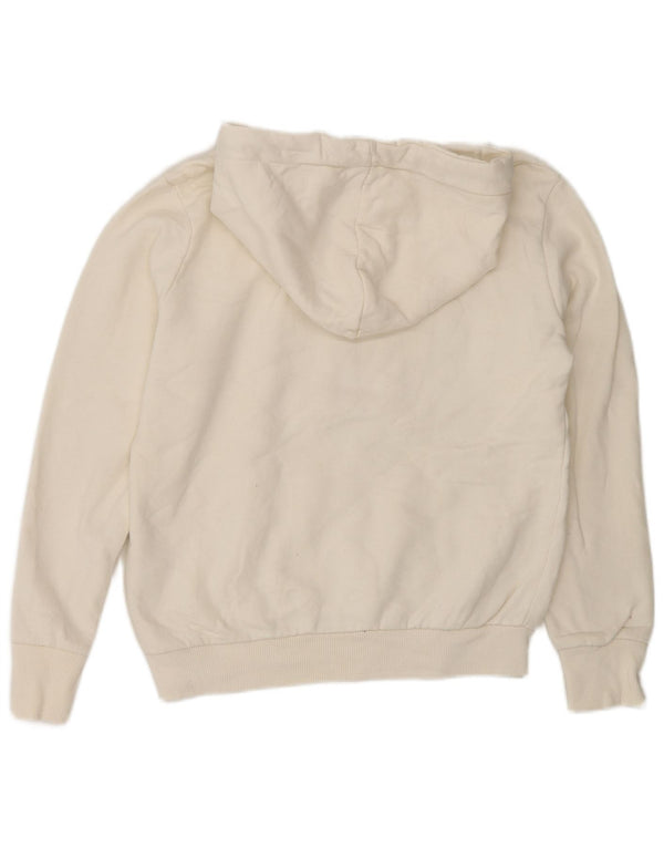 Felpa con cappuccio grafica da donna Superdry UK 12 cotone bianco sporco medio