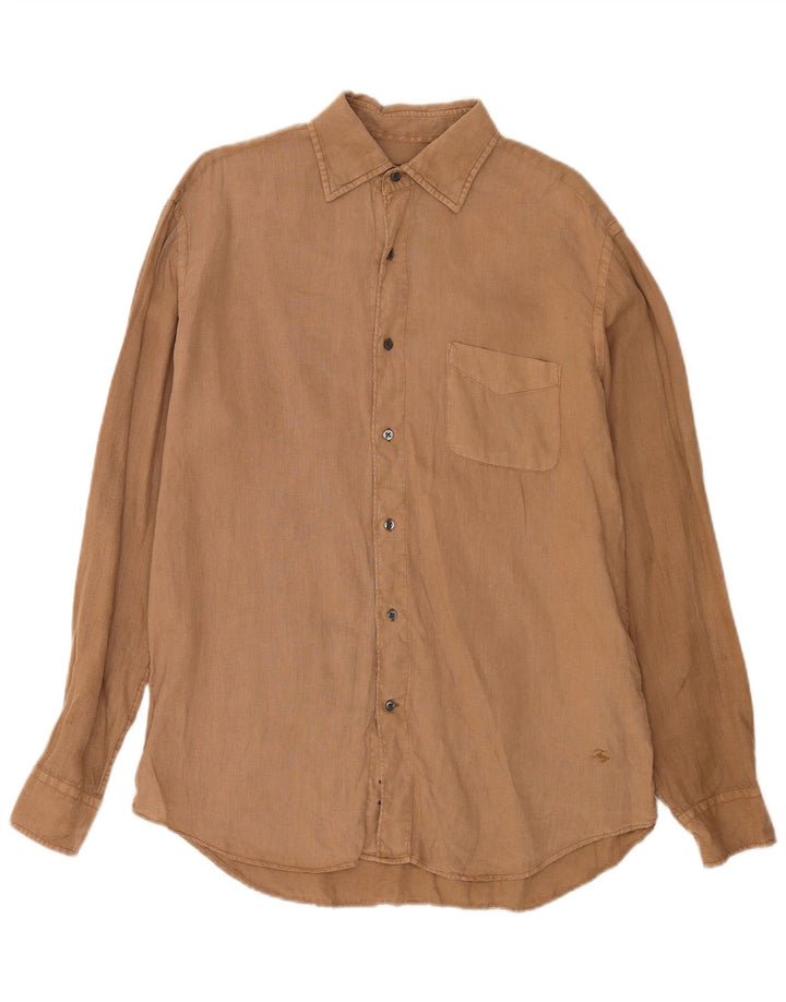 Camicia da uomo Fay taglia 40 15 3/4 lino beige medio