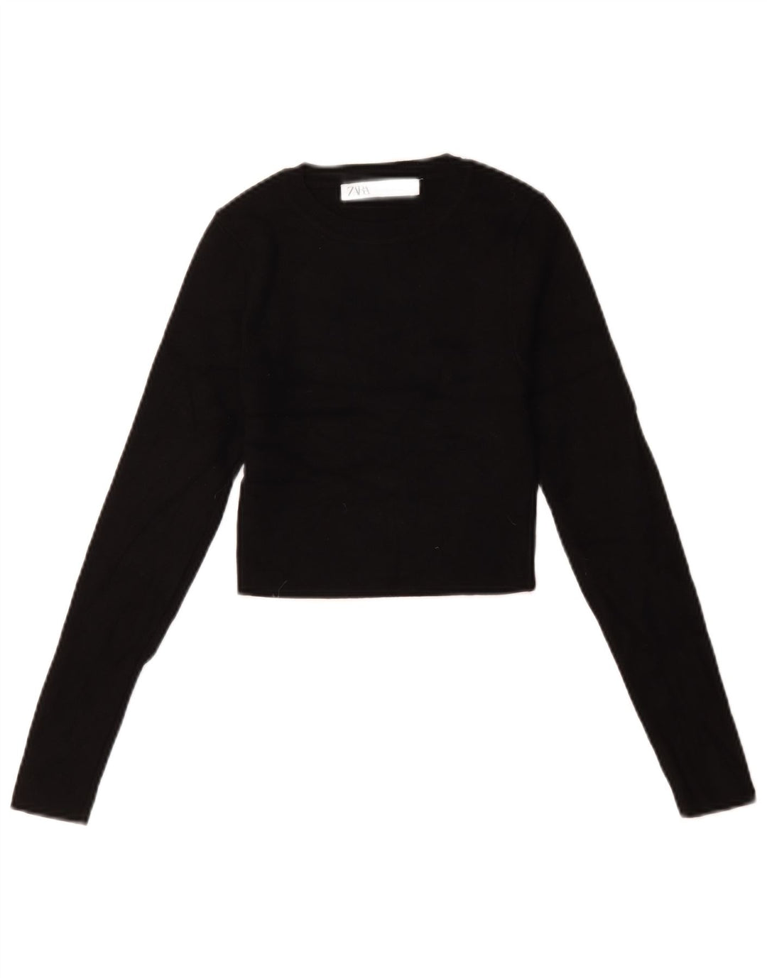 Top corto oversize da donna Zara a maniche lunghe UK 10 piccolo in viscosa nera