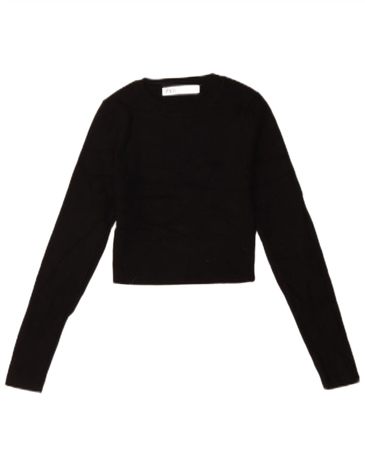 Top corto oversize da donna Zara a maniche lunghe UK 10 piccolo in viscosa nera