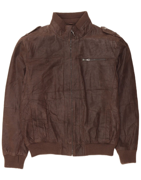 Bata and More Mens Military Leather Jacket IT 54 2XL Brown