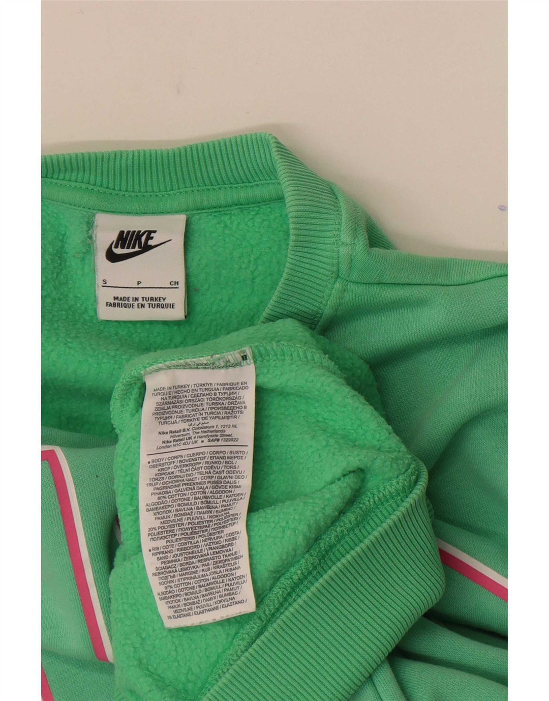 Felpa oversize con grafica Nike da donna, maglione UK 10, piccolo cotone verde