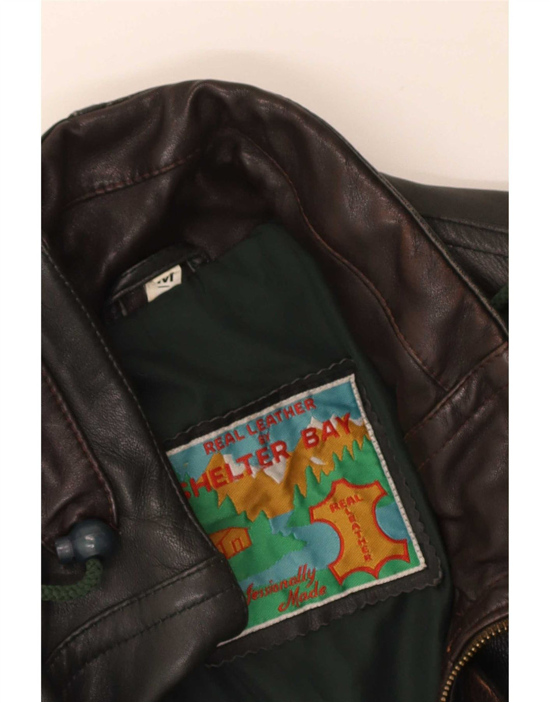 Cappotto in pelle da uomo Shelter Bay UK 38 medio nero