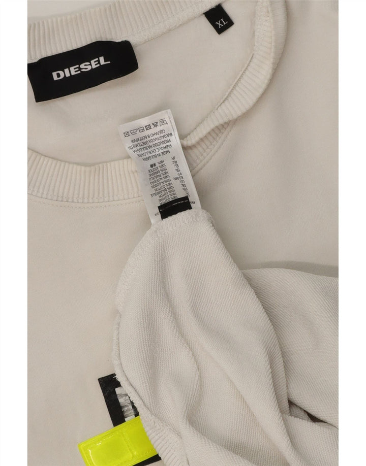 Felpa grafica da uomo Diesel Jumper XL in cotone bianco