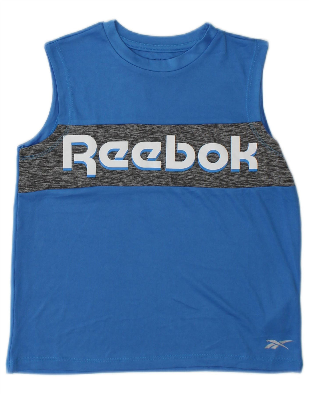 Canottiera grafica Reebok da ragazzo 10-11 anni in poliestere color block blu