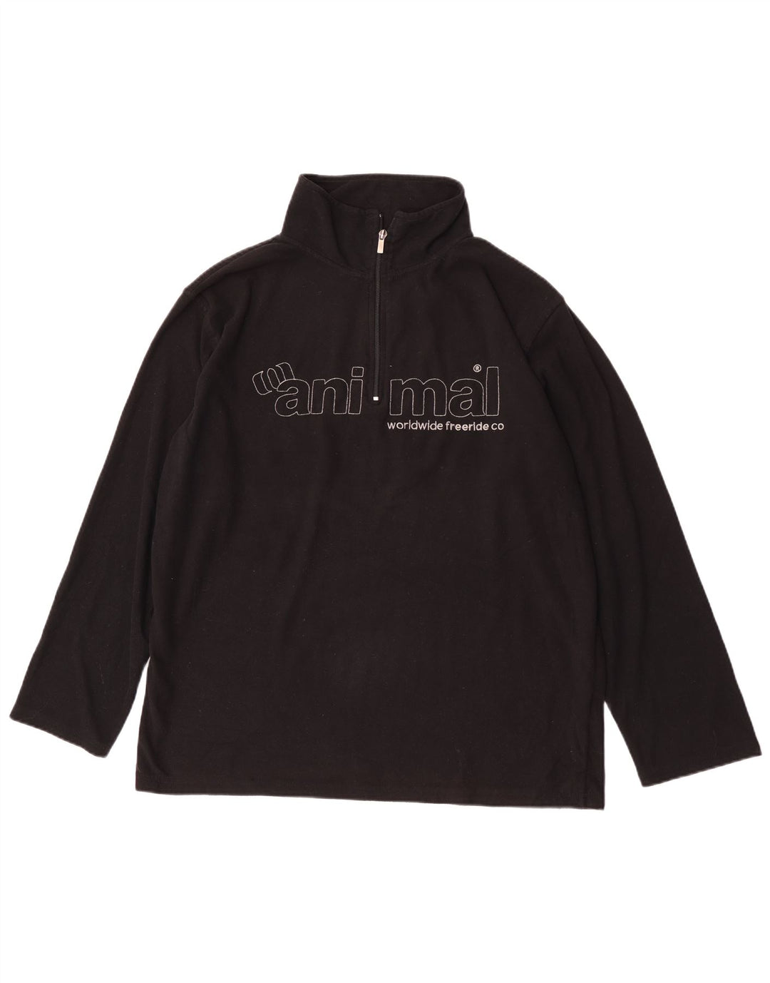 Maglione in pile con collo con zip e grafica da uomo XL poliestere nero