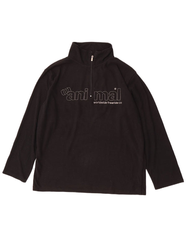 Maglione in pile con collo con zip e grafica da uomo XL poliestere nero