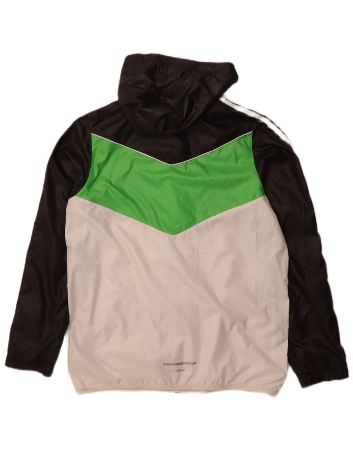 ADIDAS Boys Clima Proof Rain Jacket 15-16 Years Multicoloured Colourblock