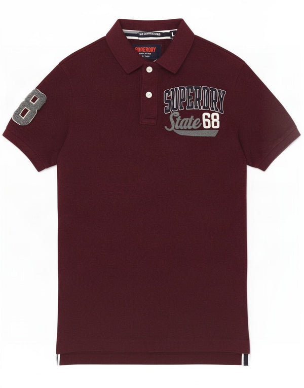 Polo grafica da uomo Superdry grande in cotone bordeaux