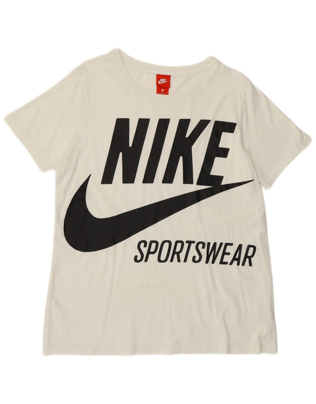 T-shirt grafica da donna Nike Top UK 16 grande cotone bianco sporco