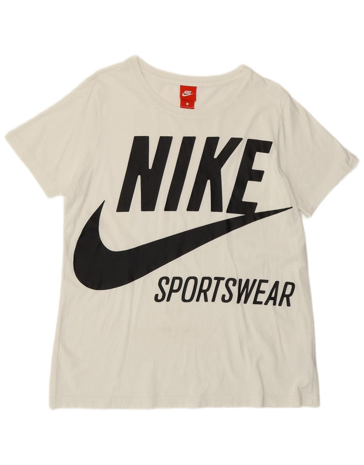 T-shirt grafica da donna Nike Top UK 16 grande cotone bianco sporco