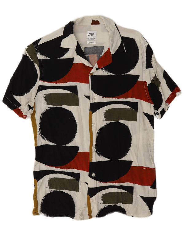 Camicia Zara da uomo a maniche corte vestibilità comoda piccola multicolore geometrica