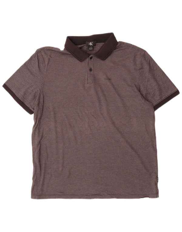 CALVIN KLEIN Polo da uomo grande in cotone gessato grigio