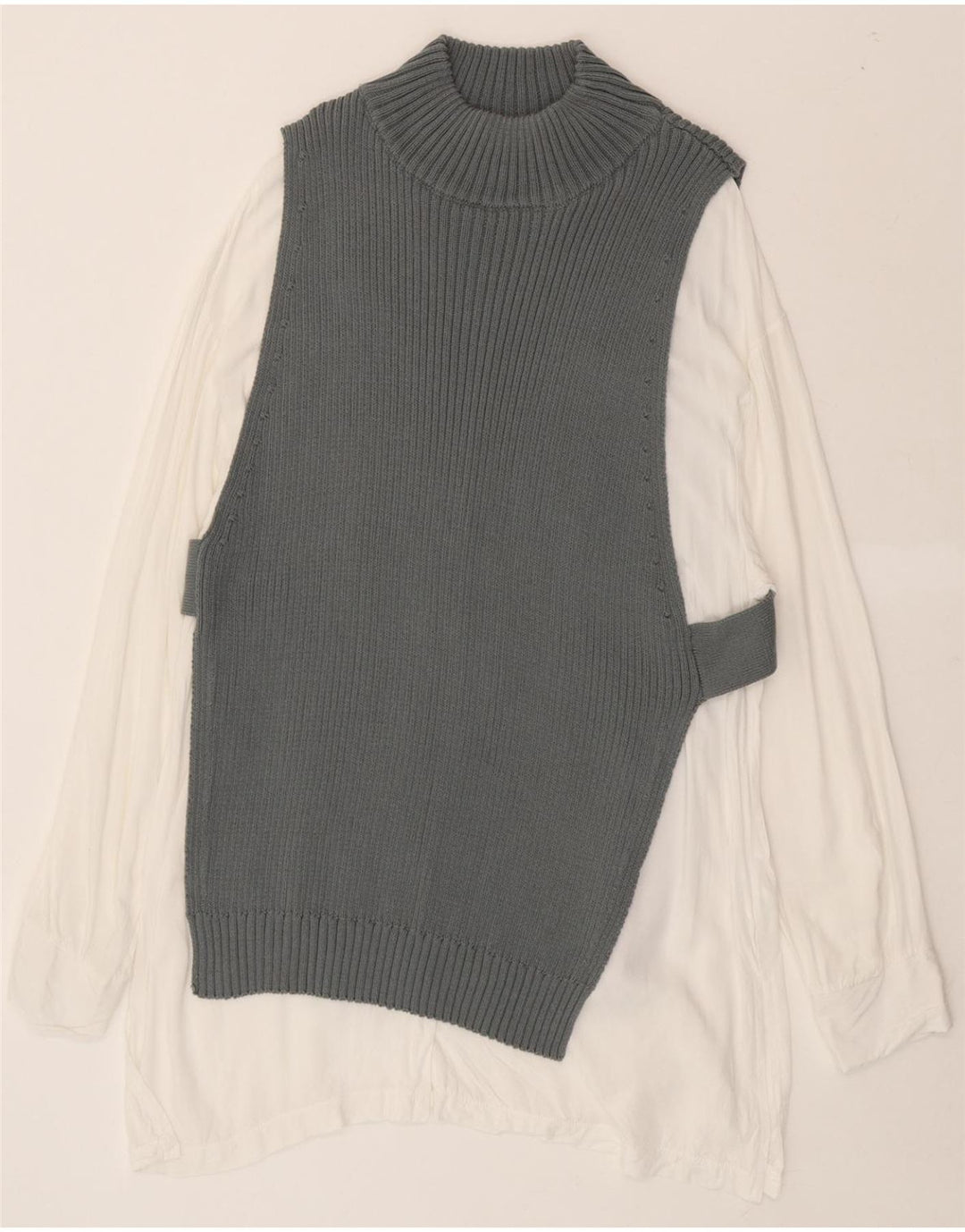 ZARA Womens Turtle Neck Jumper Sweater UK 16 Large Grey Colourblock Vintage Zara and Second-Hand Zara from Messina Hembry 