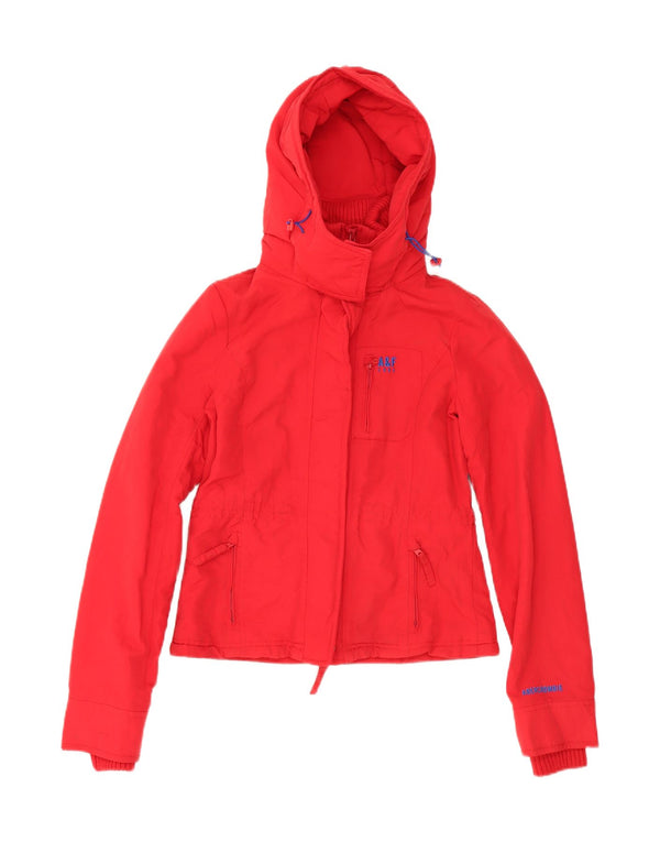 Abercrombie & Fitch Womens Hooded Windbreaker Jacket UK 6 XS Red Polyester