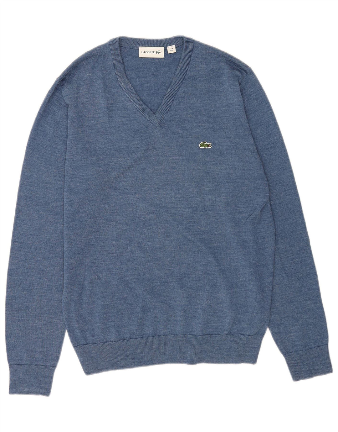 Maglione maglione da uomo con scollo a V Lacoste taglia 4 lana blu medio