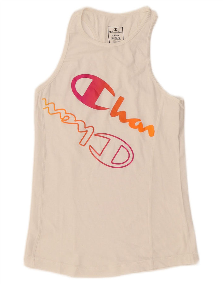Canotta grafica da donna Champion UK 8 piccola bianca