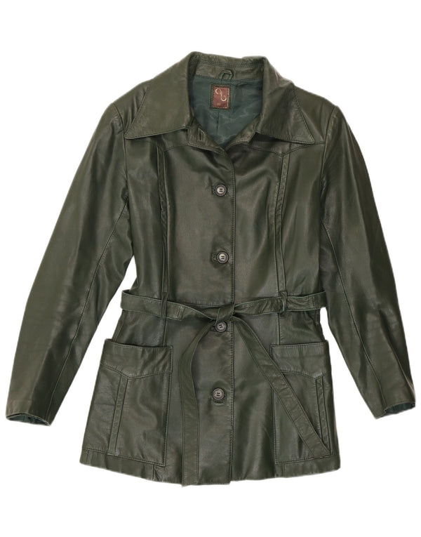 Giacca in pelle vintage da donna IT 46 grande verde