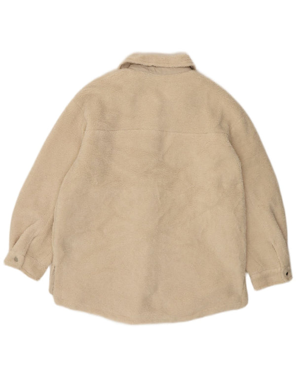 Topshop Giacca in pile oversize da donna UK 10 Small Beige Poliestere