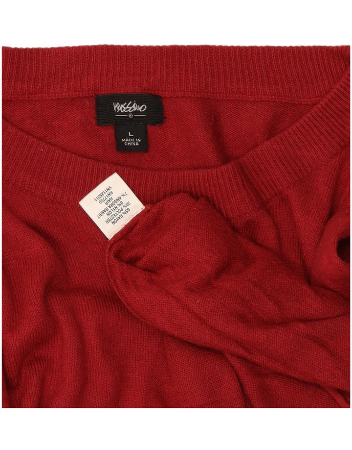 MOSSIMO Maglione da donna con scollo a barchetta UK 14 Large Rayon rosso