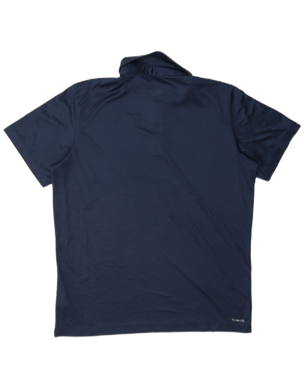Polo Adidas Climalite da uomo grande in poliestere blu navy
