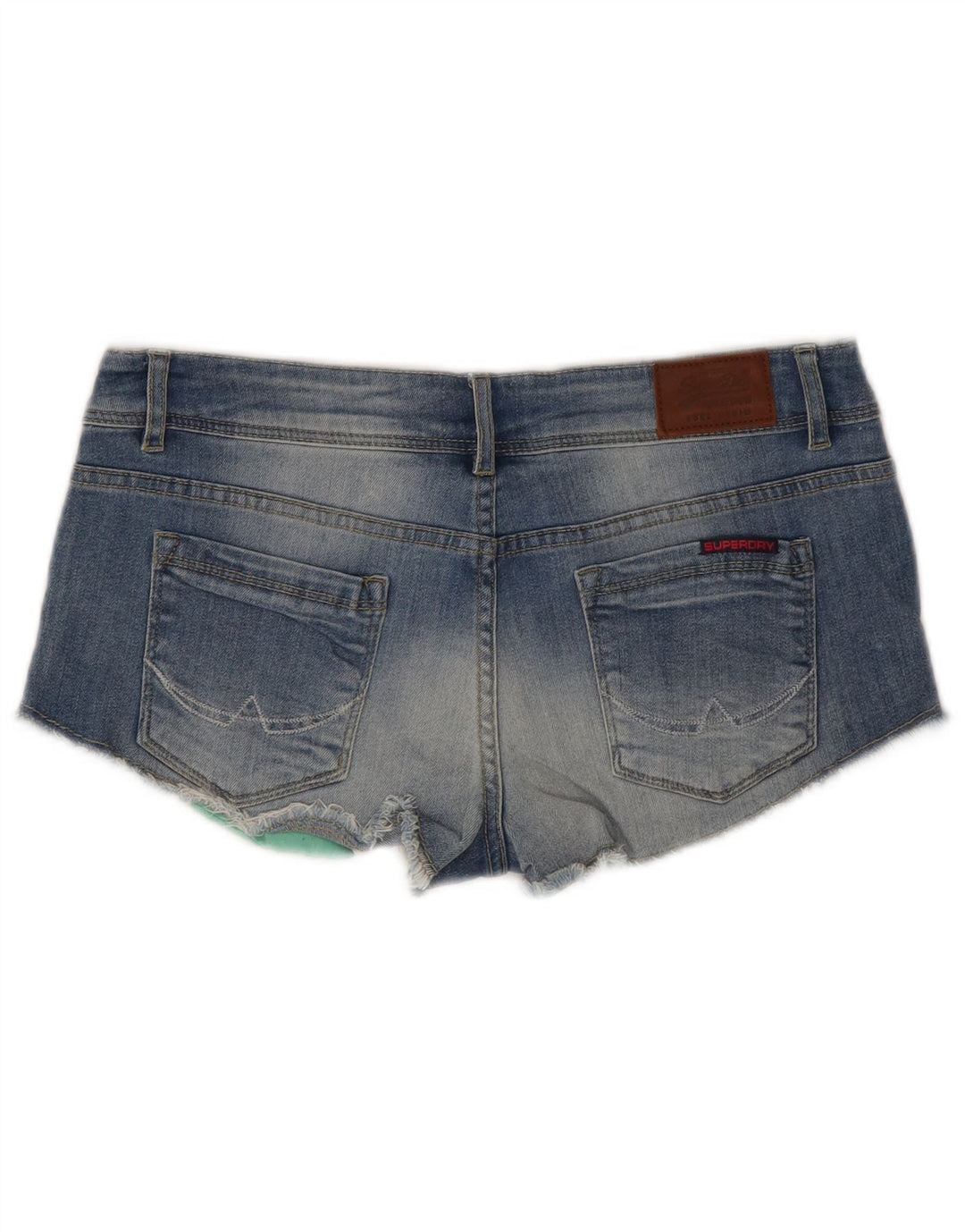 Pantaloni caldi in denim a vita bassa da donna Superdry W30 cotone blu medio