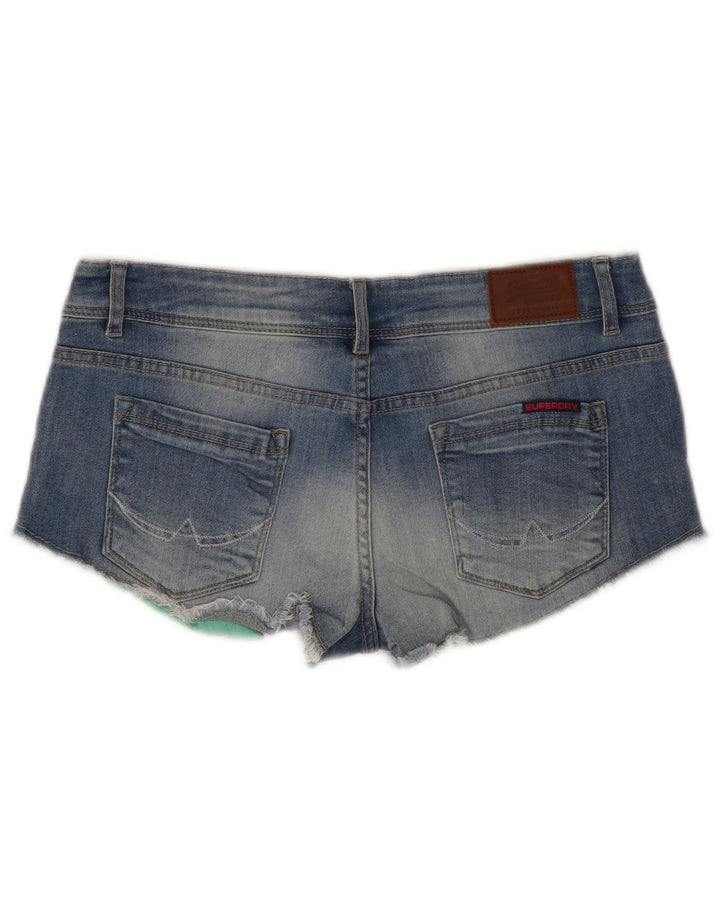 Pantaloni caldi in denim a vita bassa da donna Superdry W30 cotone blu medio