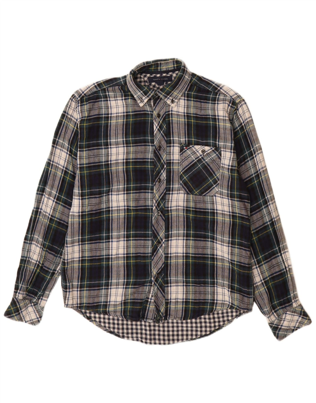 Tommy Hilfiger Camicia da uomo in flanella di cotone scozzese piccolo multicolore