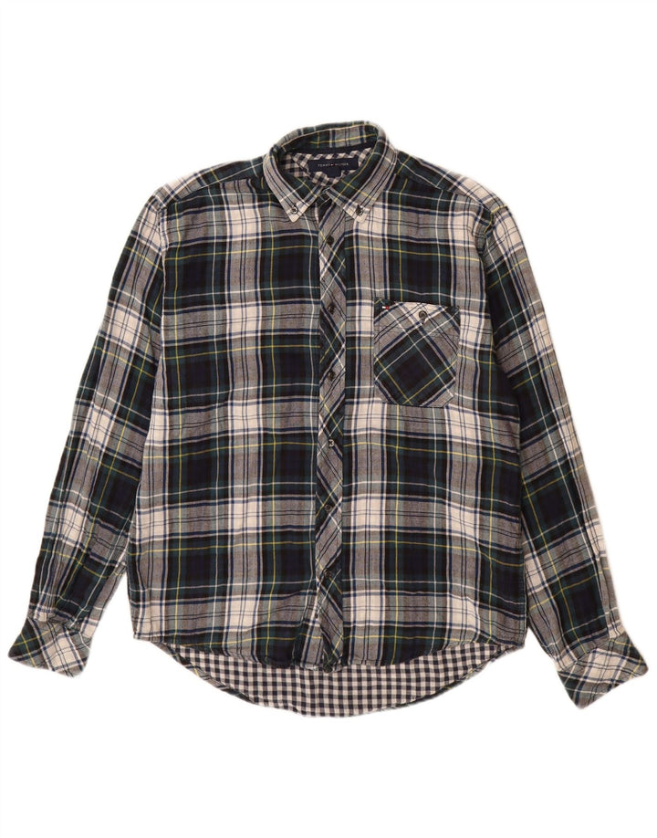 Tommy Hilfiger Camicia da uomo in flanella di cotone scozzese piccolo multicolore