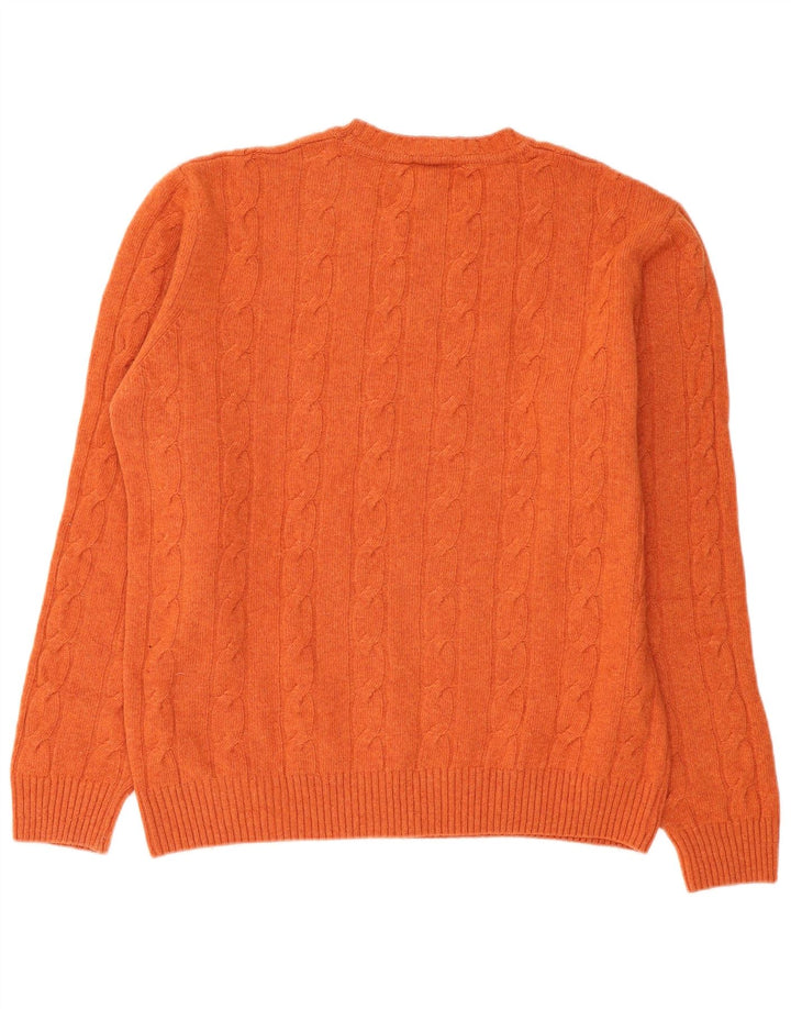 Maglione maglione girocollo da uomo vintage in lana arancione XL