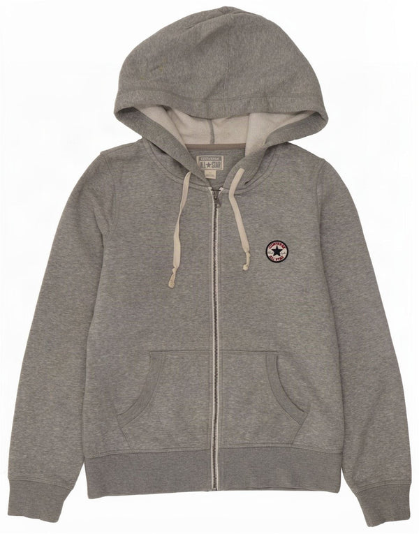 Maglione con cappuccio e zip da donna Converse UK 16 grande cotone grigio