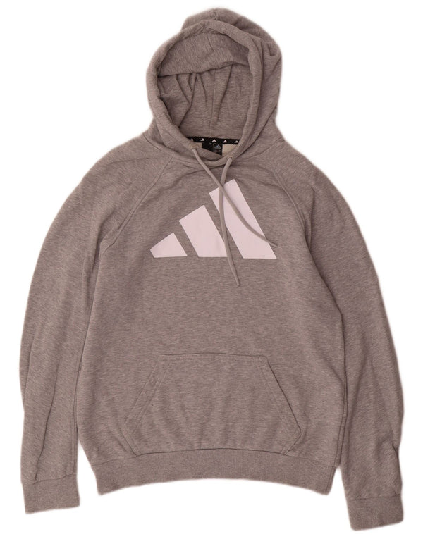 Felpa con cappuccio grafica da uomo Adidas Small in cotone grigio