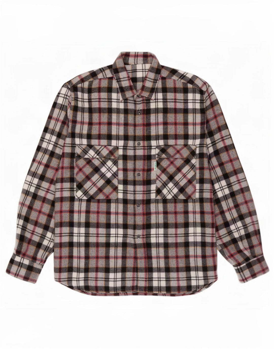 Camicia vintage da uomo in flanella a quadri grigi grandi