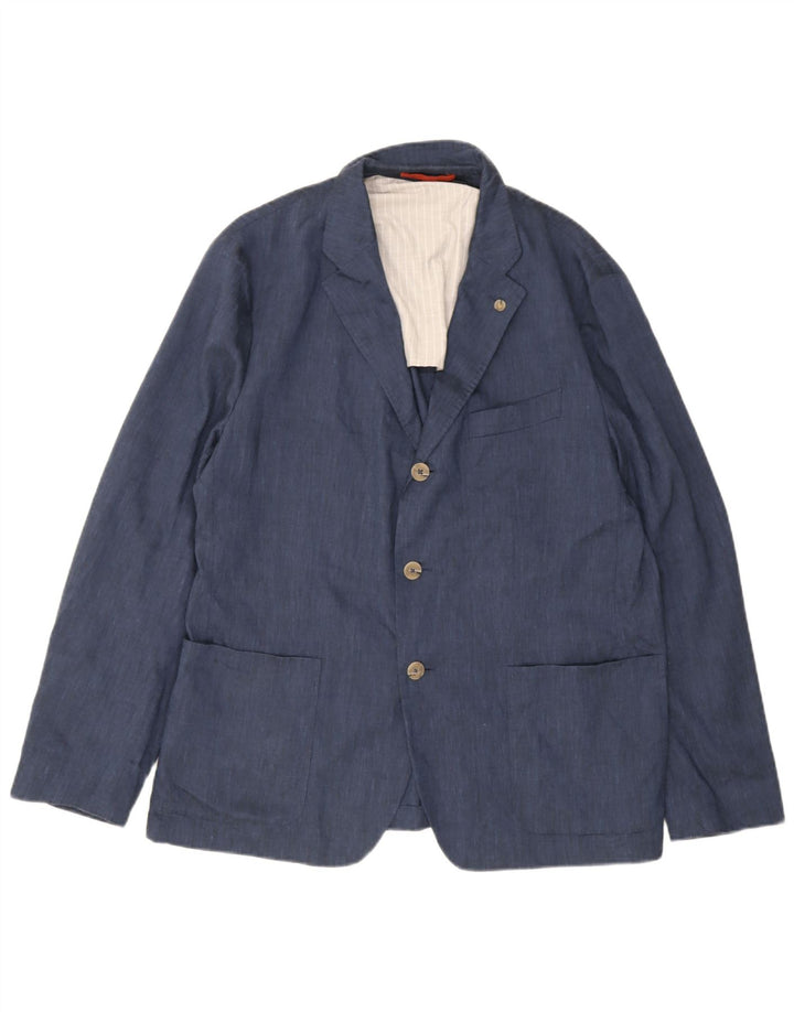 Giacca blazer da uomo a 3 bottoni Ted Baker taglia 6 2XL lino blu
