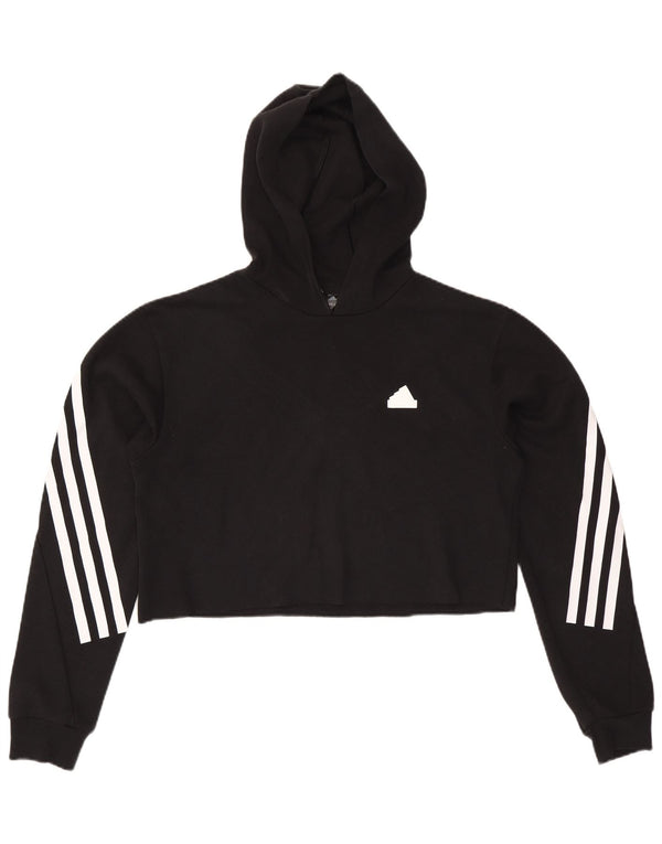 Maglione corto con cappuccio da donna ADIDAS UK 14 medio nero