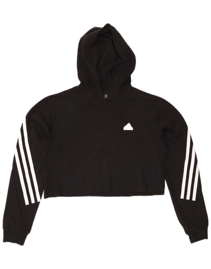 Maglione corto con cappuccio da donna ADIDAS UK 14 medio nero