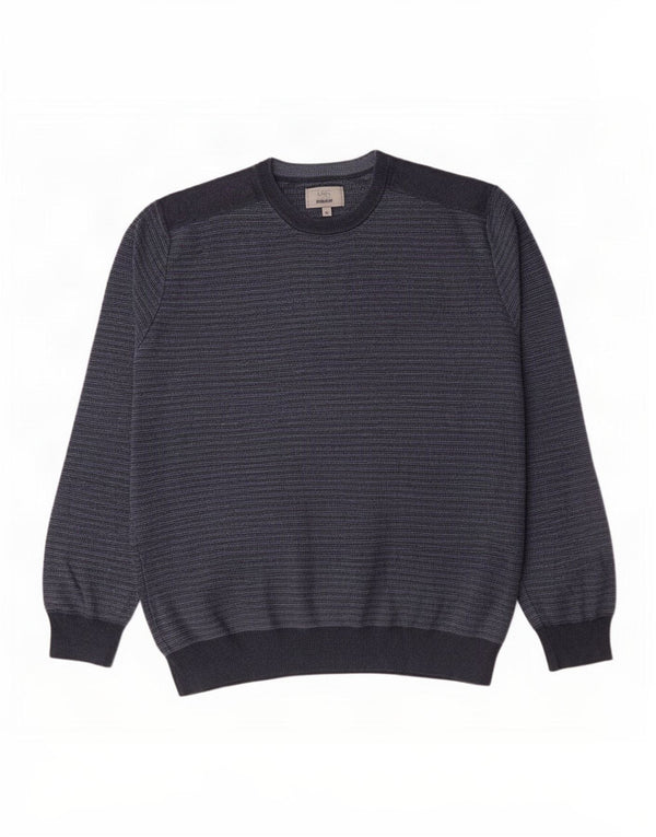 Maglione maglione girocollo da uomo Marks & Spencer XL a righe blu navy