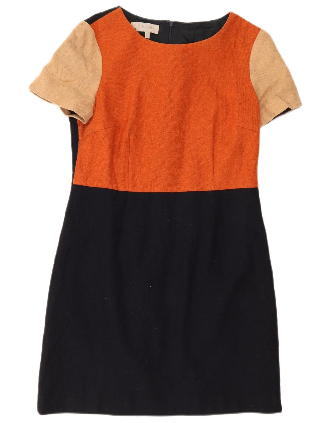 Abito tubino da donna Hobbs UK 12 Lana color block arancione medio