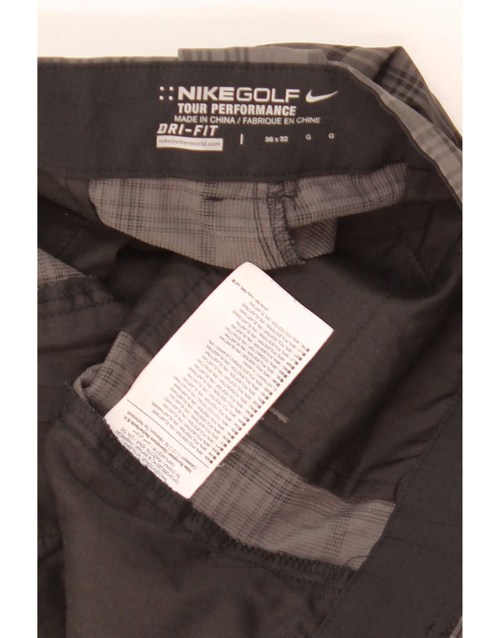 Pantaloni chino dritti NIKE Dri Fit da uomo W36 L32 poliestere a quadri grigi