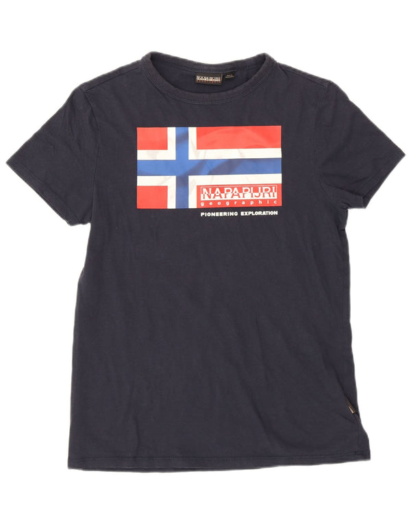 Maglietta grafica per ragazzi Napapijri Top 13-14 anni in cotone blu navy